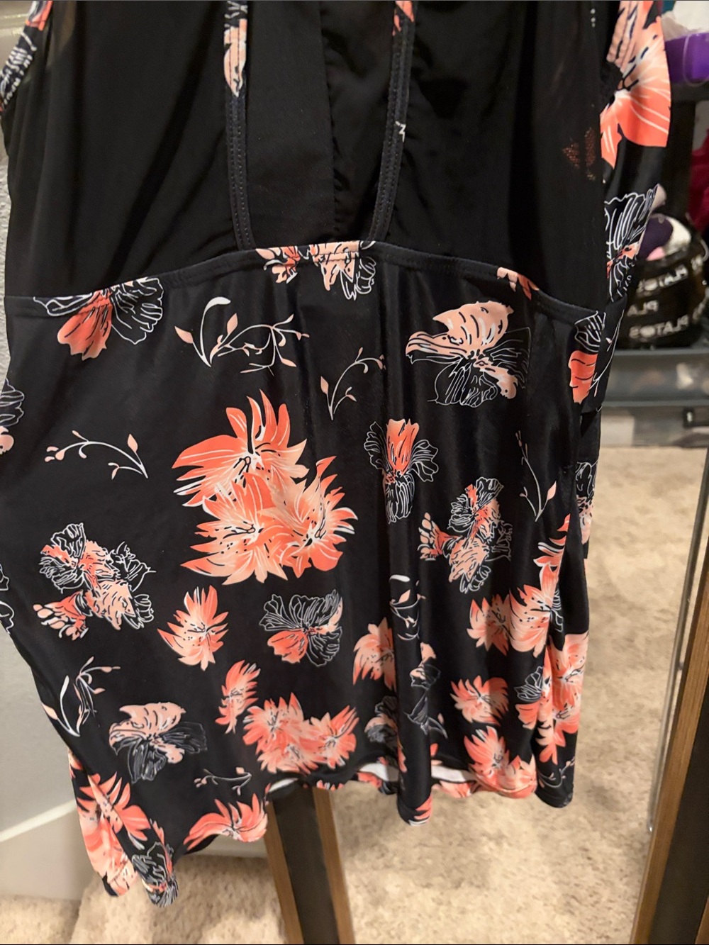 3/$10 Black Floral Halter Dress with Pink Flowers - Picture 6 of 6